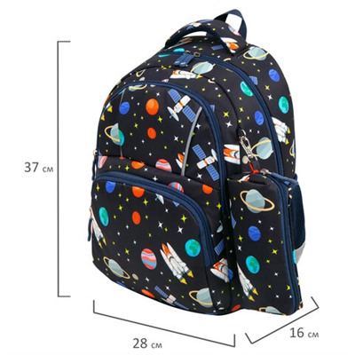 Рюкзак BRAUBERG KIDS SET, с пеналом в комплекте, 2 отделения, "Space infinity", 37x28x16 см, 272099