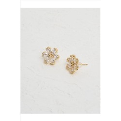 Стильные серьги с фигурками белых цветов и камнями 23SX810169