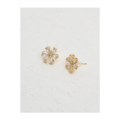 Стильные серьги с фигурками белых цветов и камнями 23SX810169