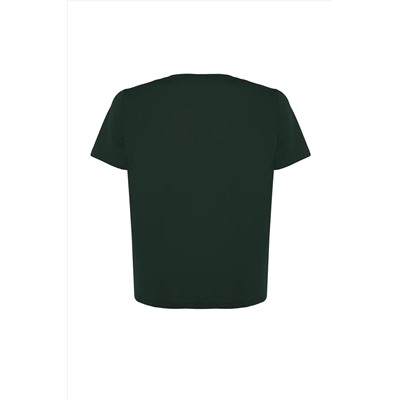 Emerald Green обычная подгонка базовая велосипедная воротника 100 %хлопковое вязание крупноразмерного футболка TBBSS22TS0733