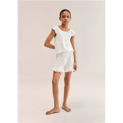 Pijama corto algodón bordado -  Niña | MANGO OUTLET España