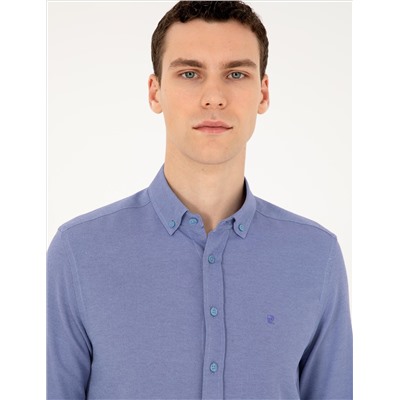 Blue Oxford Slim Fit рубашка с длинным рукавом