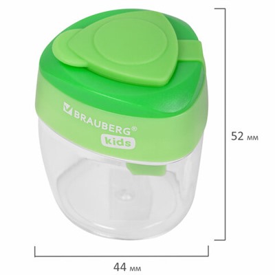 Точилки BRAUBERG KIDS "MAXI", 2 ШТУКИ, 2 отверстия, с большим контейнером, трехгранный корпус, цвета ассорти, блистер, 271947
