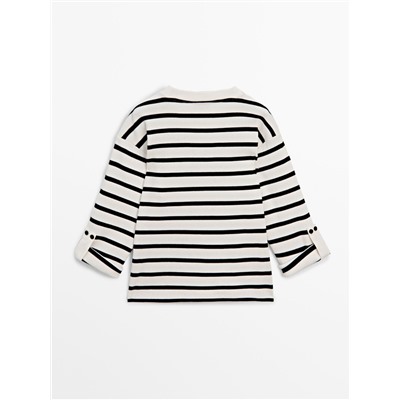 Sudadera canalé rayas manga remangada