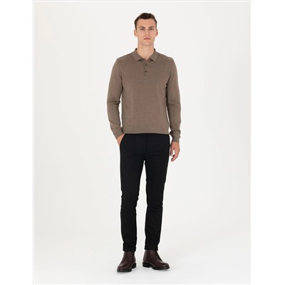 Vizon Melanj Slim Fit Polo yaka Основной вязаный свитер