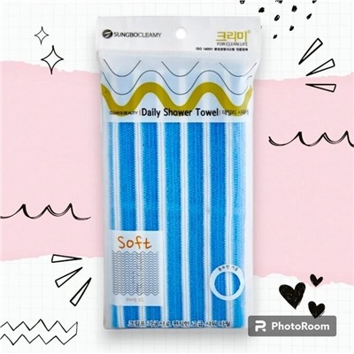 Мочалка для тела с плотной тесьмой "Daily Shower Towel" (жёсткая) размер 28 см х 90 см 1 шт