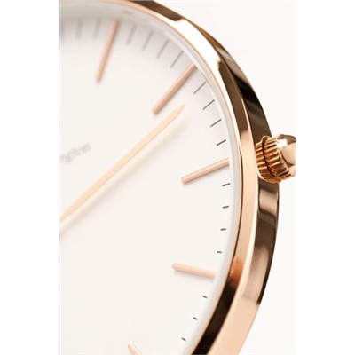Reloj de cuarzo de tela nato Classic Dover 36 mm - Blanco y dorado