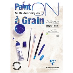 Скетчбук - альбом для смешанных техник 20л., А4 Clairefontaine "Paint ON with grain", на склейке, экстра-белый, 250г/м2