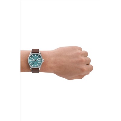 Reloj de cuarzo de piel - Marrón y plateado