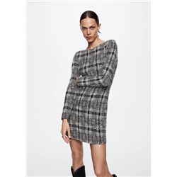 Vestido tweed cuadros -  Mujer | MANGO OUTLET España