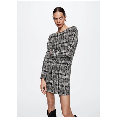 Vestido tweed cuadros -  Mujer | MANGO OUTLET España