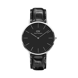Reloj de cuarzo de piel Classic Reading S - Plateado y negro