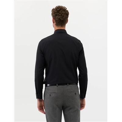 Black Slim Fit Basic рубашка с длинным рукавом