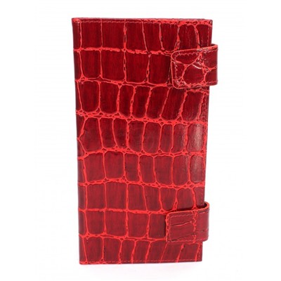 Портмоне женское Croco-ПР-960 натуральная кожа 4 отд,  8 карм,  красный скат (74)  263599