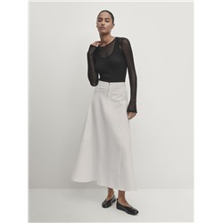 Falda midi denim vuelo