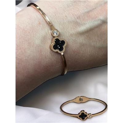 Браслет VAN CLEEF разъемный из медицинской стали с черными цирконами Б9