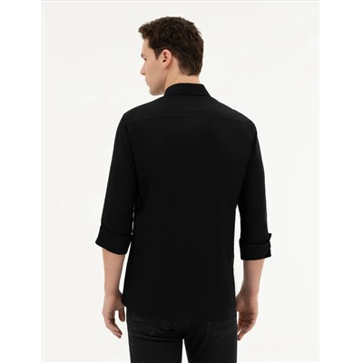 Black Slim Fit рубашка с длинным рукавом