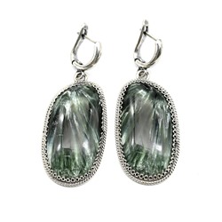 Серьги серафинит 21*35мм.