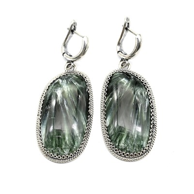 Серьги серафинит 21*35мм.