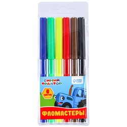 Фломастеры 6 цветов, «Синий трактор»