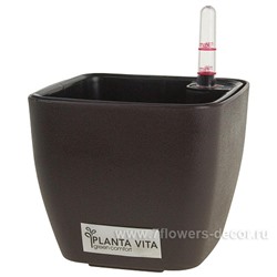 Кашпо PLANTA VITA "Square Matt espresso" с автополивом (пластик), 13х13хH11 см
