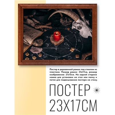 POSG-0114 Постер в рамке 23x17см Череп козла и свеча в круге