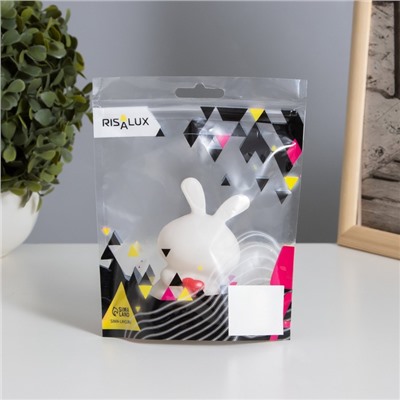 Фигурка светящаяся RISALUX «Зайчик с сердцем», 2 Вт, LED-ночник, LR44, белый, 4×4×8.5 см