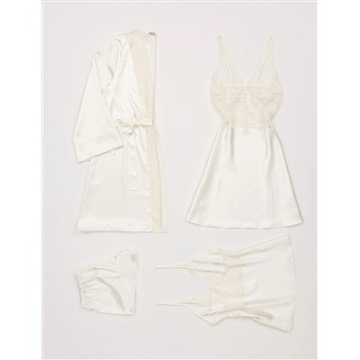 Ekru Satin 4 Piece Dowry Set