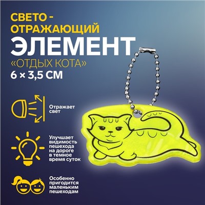 Светоотражающий элемент «Отдых кота», двусторонний, 6 × 3,5 см, цвет МИКС