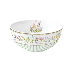 Салатник, 15х8 см, 600 мл, фарфор P, белый, Кролики и цыплята, Happy Easter, 62788