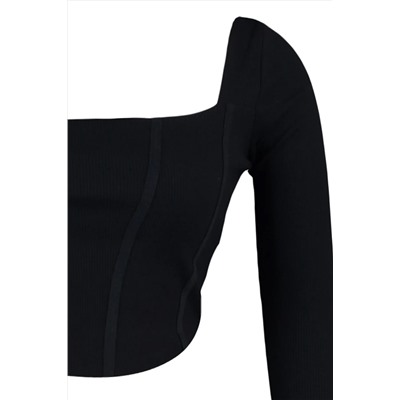 Black Fittili Biye Подробная вязаная блузка TBBAW23AF00118