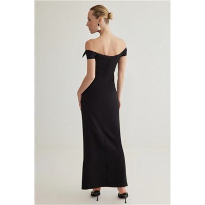 Черный ошейник Carmen Bow Woven Maxi Стильное вечернее платье и выпускное платье TPRSS25AK
