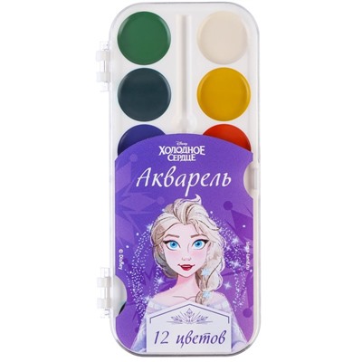 Акварель медовая «Холодное сердце», 12 цветов, без кисти