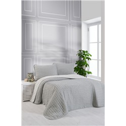 Комплект KARVEN MUSLIN KARE хлопок 1.5 сп. 2 пр (160*240 / 50*70) Y836-kare-V4 gri/серый (Акция).