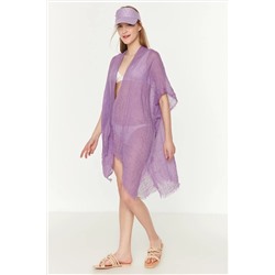 Женское тонкое пляжное парео фиолетового цвета, модель LCH-PREO-PURPLE