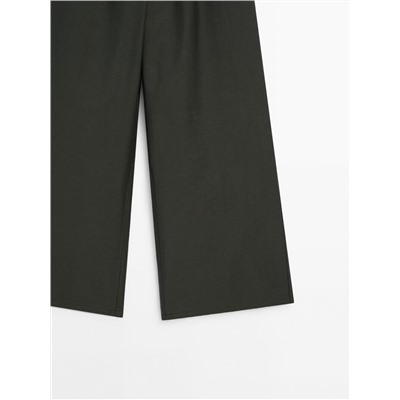Pantalón wide leg cintura elástica