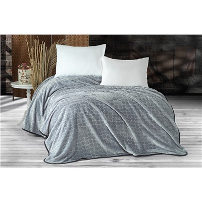 Плед EVLEN Super Soft СЕРДЦЕ 180*240 в коробке п/э Р 945 серый (Акция)