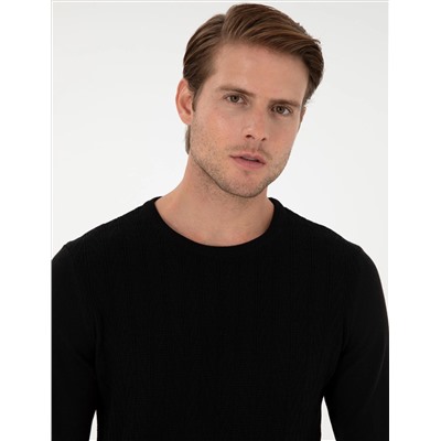 Black Slim Fit Bike Yaka Knitwear свитер