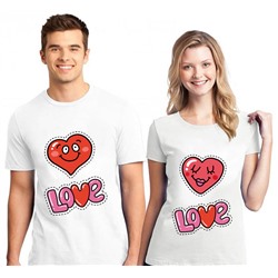 Парные футболки "Love" два сердечка