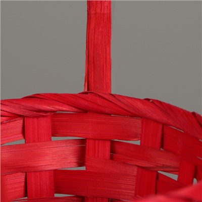 Корзина плетёная, 13×13×9.5 см, ручка h=21 см, бамбук, красная