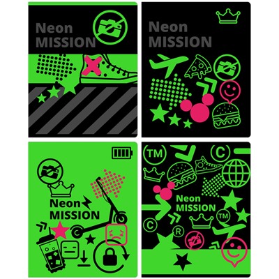 Тетрадь 48л., А5, линия BG "Neon Mission", неоновый пантон