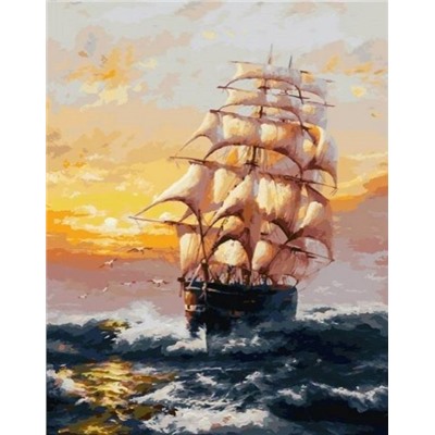Алмазная мозаика/ подрамник/ полная выкладка/ 50х65 см/ арт.YGB2086 (LMZ5077) КОРАБЛЬ