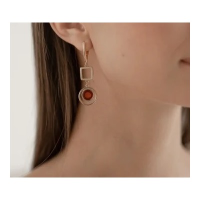 Серебряные серьги с янтарём E9296ZK