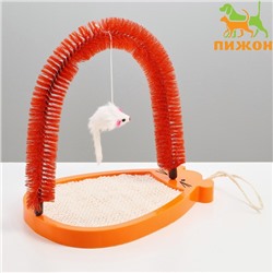 Комплекс для кошек с сизалевой когтеточкой, аркой - чесалкой и мышкой, микс