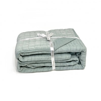 Комплект KARVEN MUSLIN KARE хлопок 1.5 сп. 2 пр (160*240 / 50*70) Y836-kare-V5 yesil/зеленый (Акция).
