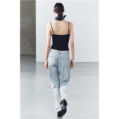 JEANS ZW COLLECTION WIDE LEG TIRO ALTO BRILLOS
