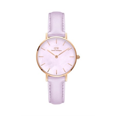 Reloj de cuarzo de piel, nácar y acero chapado en oro rosa