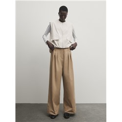 Pantalón tiro alto wide leg doble pinza