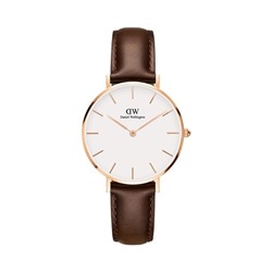 Reloj de cuarzo de piel Petite Bristol - Marrón y dorado