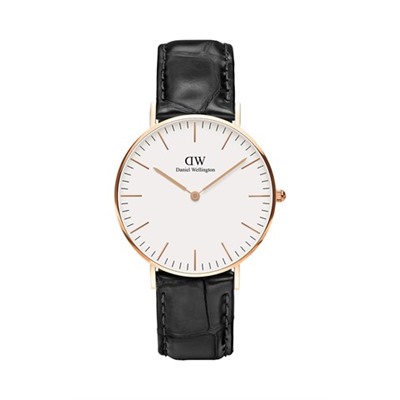 Reloj de cuarzo de piel y chapado en oro rosa Classic Reading